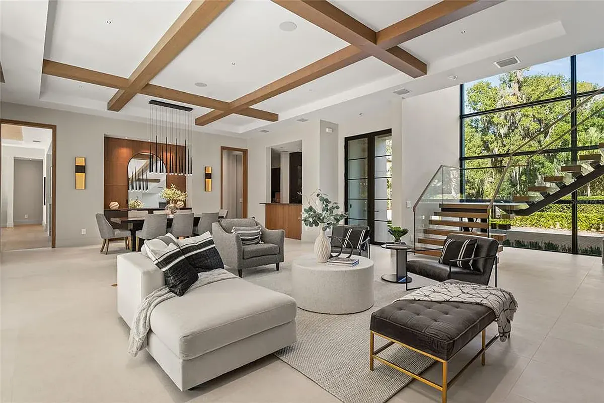Open living room in a new Winter Park build